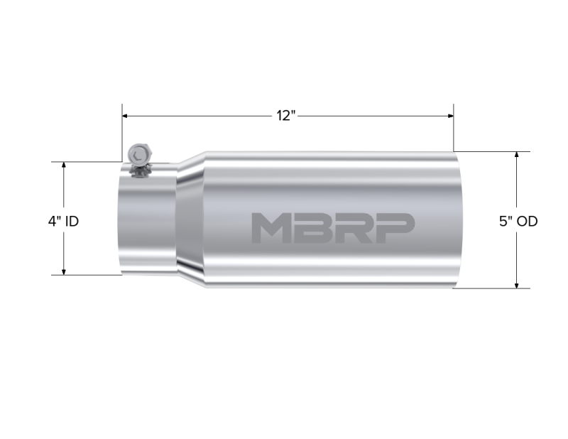 MBRP T5049 Exhaust Tip - 5" OD Dual Wall Straight 4" inlet 12" length | T304 Stainless