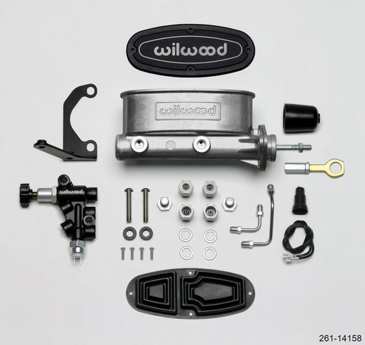 Wilwood HV Tandem M/C Kit w L/H Bracket & Prop Valve - 15/16in Bore-W/Pushrod - Early Mustang - #261-14158