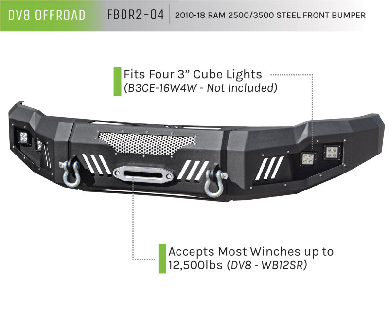DV8 Offroad 10-18 RAM 2500 Front Bumper - #FBDR2-04
