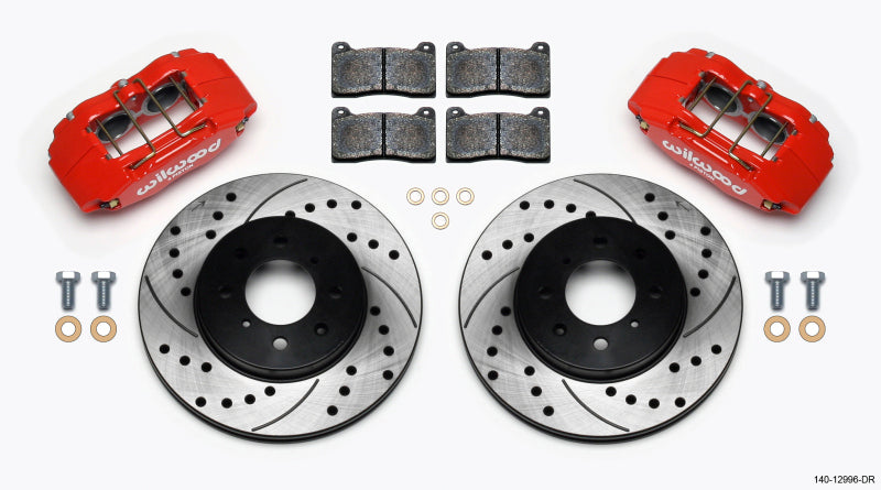 Wilwood DPHA Front Caliper & Rotor Kit Drill Red Honda / Acura w/ 262mm OE Rotor - #140-12996-DR