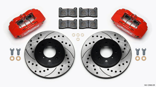 Wilwood DPHA Front Caliper & Rotor Kit Drill Red Honda / Acura w/ 262mm OE Rotor - #140-12996-DR