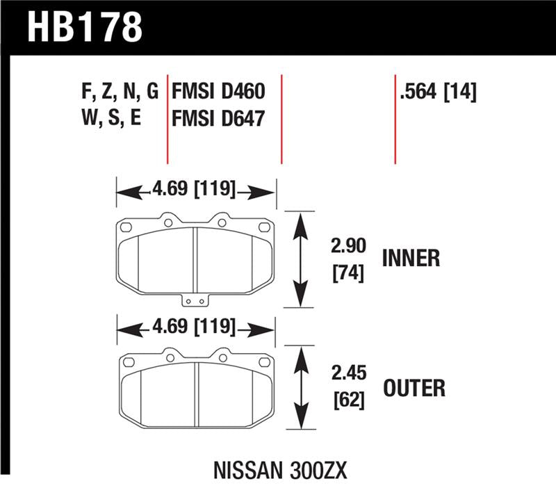 Hawk Performance HB178E.564 Blue 9012 Motorsport Brake Pads
