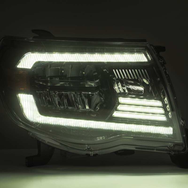 AlphaRex 880735 05-11 Toyota Tacoma LUXX Crystal Headlights Plank Style Design Black with Activation Light/DRL