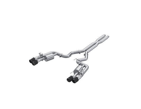 MBRP 2024+ For Mustang GT 3in Cat-Back Quad Tip - 4in Carbon Fiber Tips