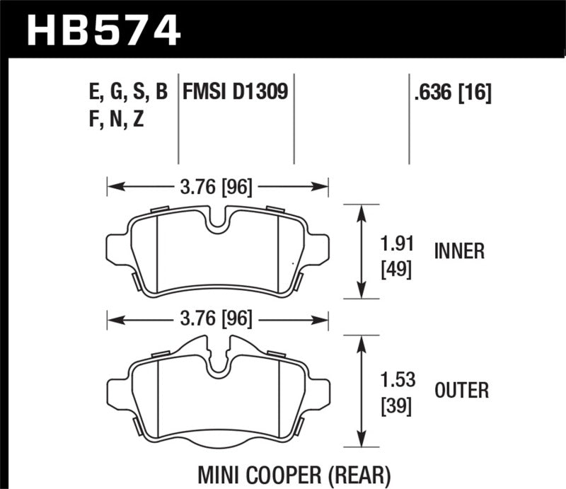 Hawk Performance HB574F.636 HPS Performance Street Brake Pads