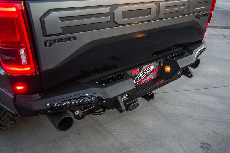 Addictive Desert Designs for 17-18 Ford F-150 Raptor HoneyBadger Rear Bumper w/ 10in SR LED Mounts
