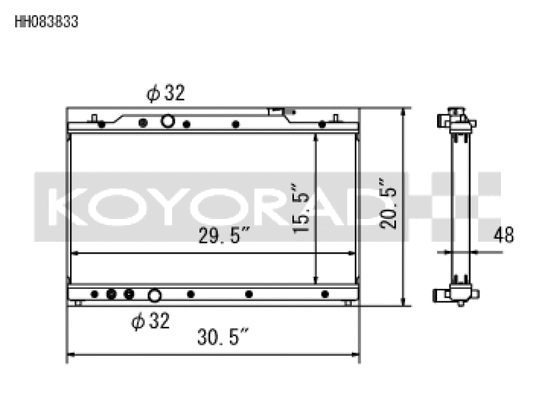 Koyo HH083833 for 2022 Honda Civic 1.5L Turbo (MT and CVT) / 2023 Acura Integra All Aluminum Radiator