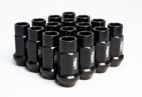 BLOX Racing Street Series Forged Lug Nuts - Black 12 x 1.5mm - Set of 16 (New Design) BXAC-00103-SSBK