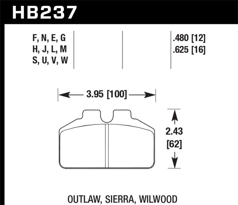 Hawk Performance HB237M.625 Black Motorsport Brake Pads