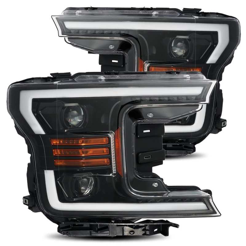 AlphaRex 880174 18-20 Ford F-150 LUXX LED Projector Headlights Plank Style Jet Black with Activation Light/Sequential Signal/DRL