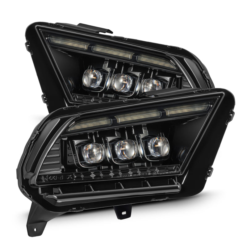 AlphaRex 880488 13-14 Ford Mustang NOVA LED Projector Headlights Alpha-Black with Activation Light & Sequential Signal / Switchback DRL