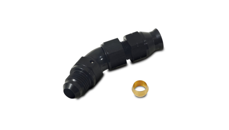 Vibrant 45 Degree 1/2in Tube to Male -8AN Flare Adapter w/Olive Inserts