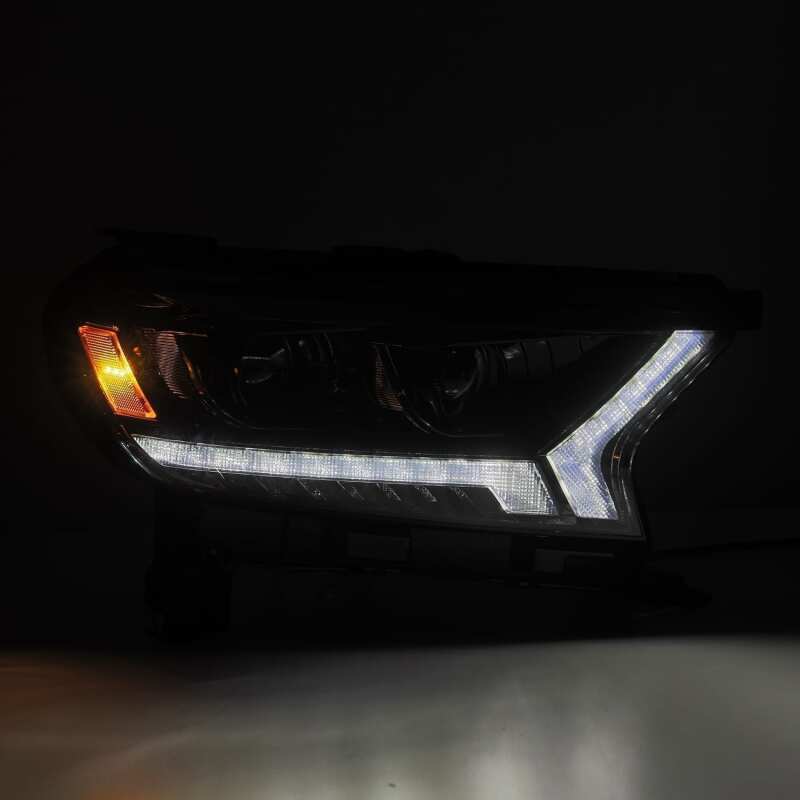 AlphaRex 880121 19-21 Ford Ranger LUXX LED Projector Headlights Plank Style Alpha Black w/Sequential Signal/DRL