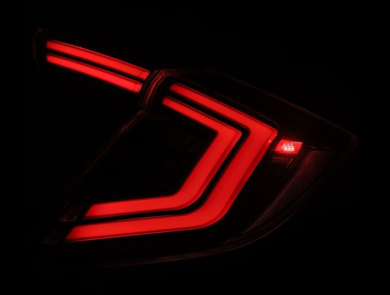 AlphaRex 676000 16-21 Honda Civic Hatchback/ Type-R FK8 Nova-Series LED Tail Lights (Pair) - Alpha Black
