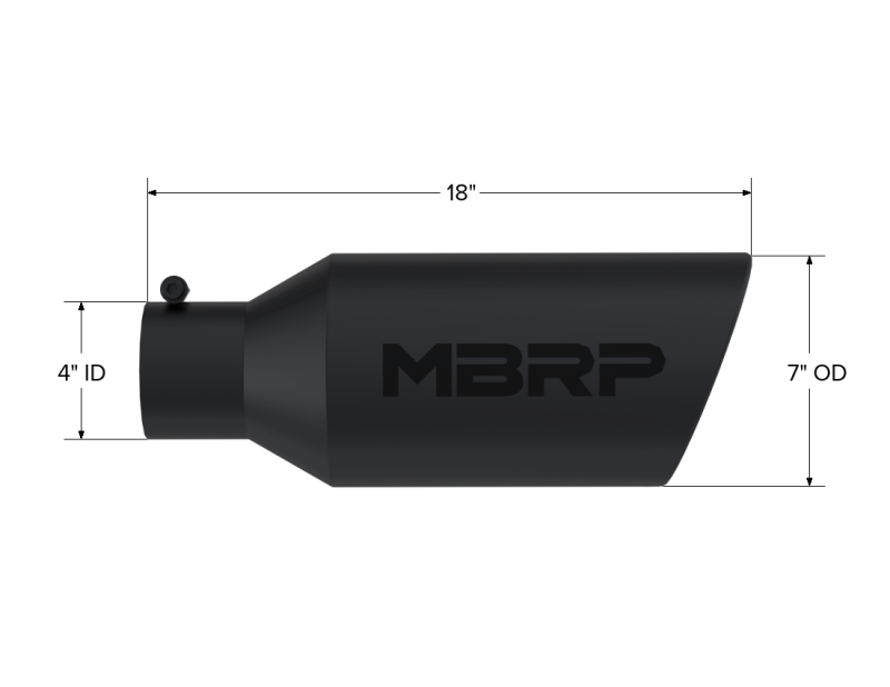 MBRP T5126BLK Exhaust Tip - 7" OD; Rolled End; 4" ID; 18" length | Black Coated