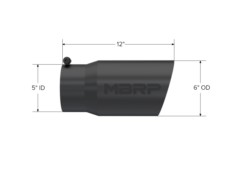 MBRP T5074BLK Exhaust Tip - 6" OD Dual Wall Angled 5" inlet 12" length | Black Coated