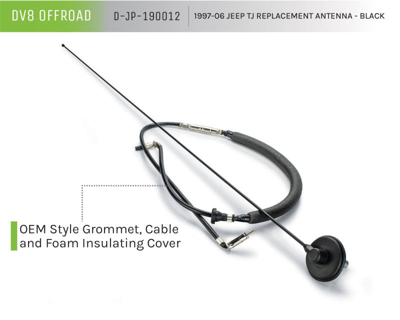 DV8 Offroad 1997-06 Jeep TJ Replacement Antenna Black - #D-JP-190012