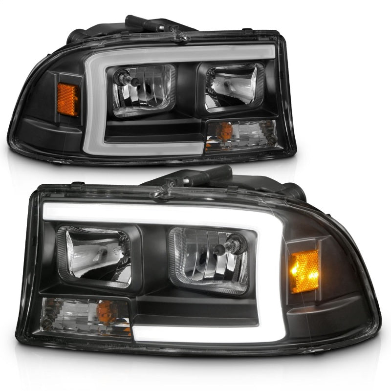 ANZO 1997-2004 Dodge Dakota Crystal Headlights - Plank Style Black