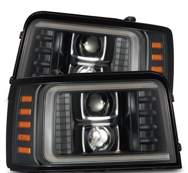 AlphaRex 880266 92-96 Ford F-Series/Bronco PRO-Series Projector Headlight Black with Sequential Signal & DRL