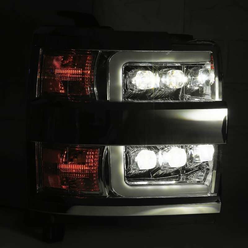 AlphaRex 880229 15-18 Chevrolet 2500 HD NOVA LED Projector Headlight Plank Style Jet Black w/Activation Light/Sequential Signal/DRL