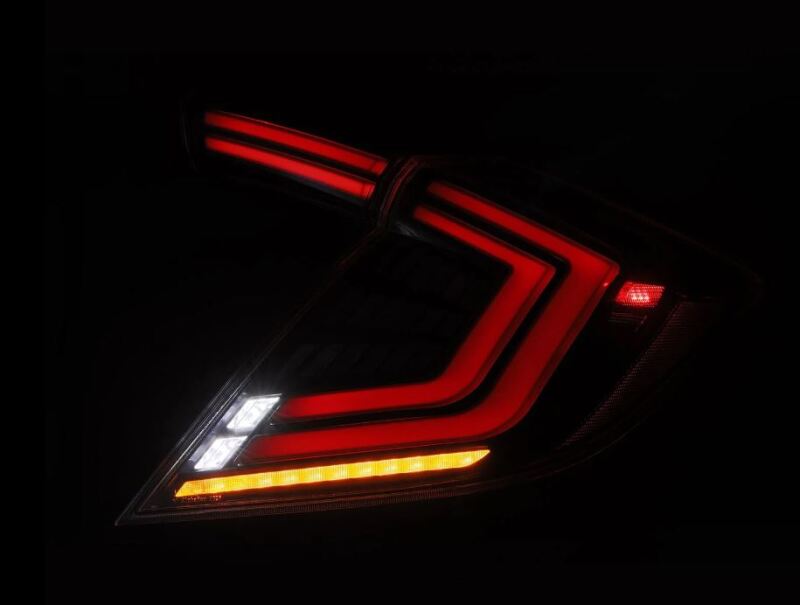 AlphaRex 676000 16-21 Honda Civic Hatchback/ Type-R FK8 Nova-Series LED Tail Lights (Pair) - Alpha Black