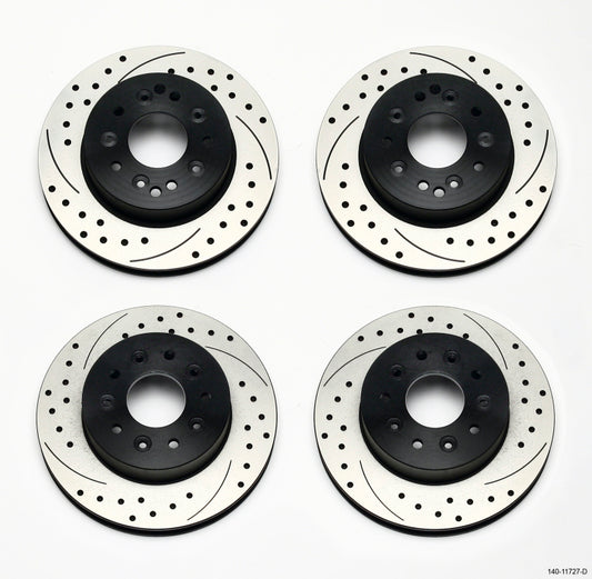 Wilwood Rotor Kit Front/Rear-Drilled 65-82 Corvette C2/C3 (1Pc Rotors) - #140-11727-D