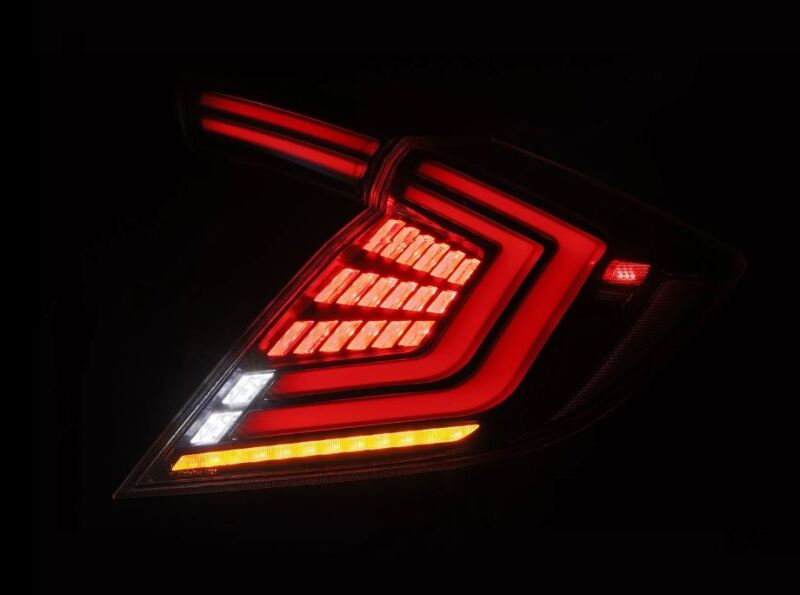 AlphaRex 676000 16-21 Honda Civic Hatchback/ Type-R FK8 Nova-Series LED Tail Lights (Pair) - Alpha Black