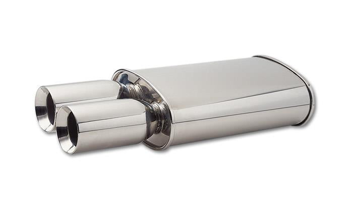Vibrant StreetPower Oval Muffler w/Dual 3.5in Round Tips Straight Cut Beveled