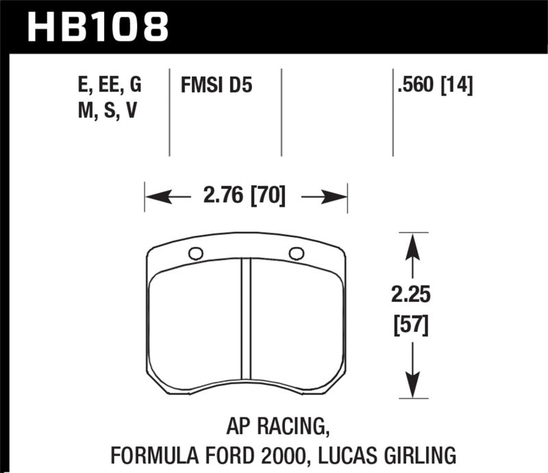 Hawk Performance HB108S.560 HT-10 Motorsport Brake Pads