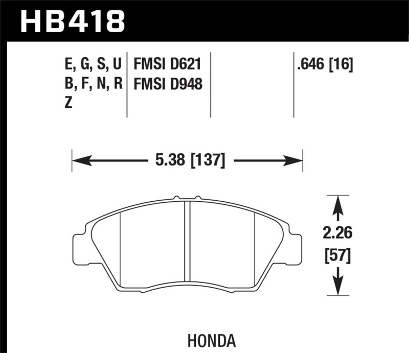 Hawk Performance HB418D.646 ER-1 Motorsport Brake Pads
