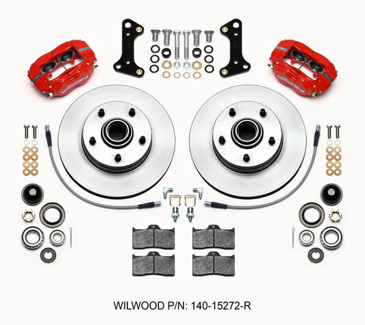 Wilwood Forged Dynalite-M Front Kit 11.00in 1 PC Rotor&Hub Red 67-69 Camaro 64-72 Nova Chevelle - #140-15272-R