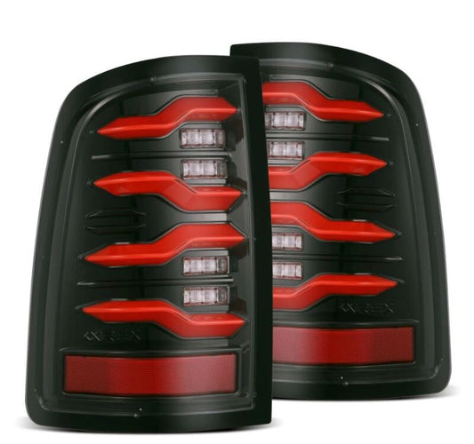 AlphaRex 640002 09-18 Dodge RAM LUXX-Series LED Taillights Black Red w/Activation Light & SS
