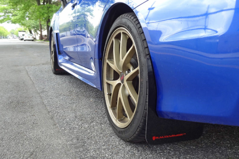 Rally Armor UR Mud Flaps - 2015-2021 Subaru WRX / WRX STI - White/Black Logo - #MF32-UR-WH/BLK
