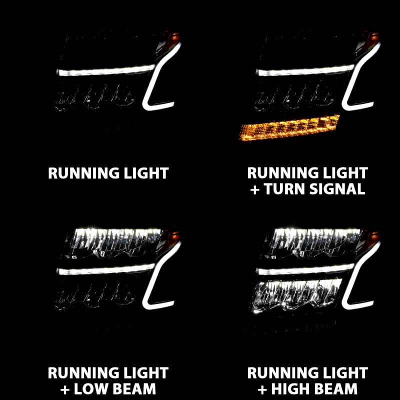 ANZO 2015-2020 Chevrolet Suburban LED Projector Headlights - Crystal Plank Style Black w/ Sequential Signal