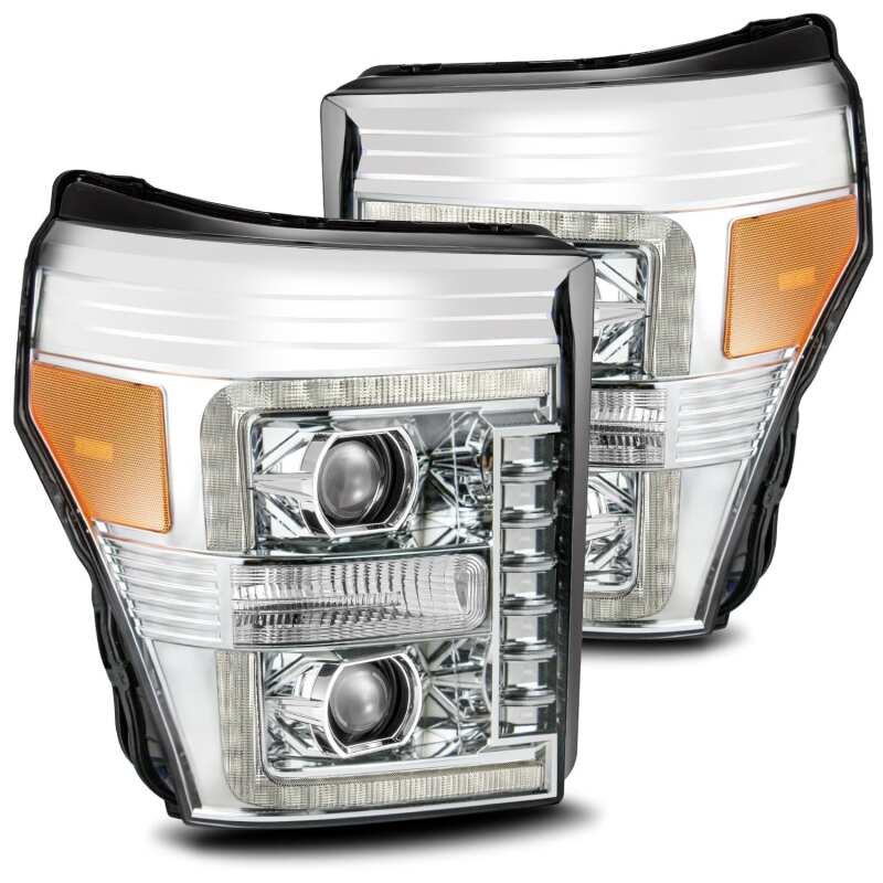 AlphaRex 880145 11-16 Ford F-350 SD LUXX LED Projector Headlights Plank Style Chrome w/Activation Light/Sequential Signal/DRL
