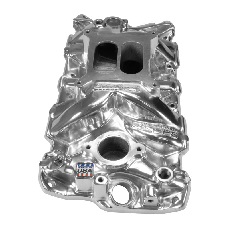 Edelbrock 27031 Chevrolet Small Block Performer EPS Manifold with Oil Fill Tube - Polished Finish