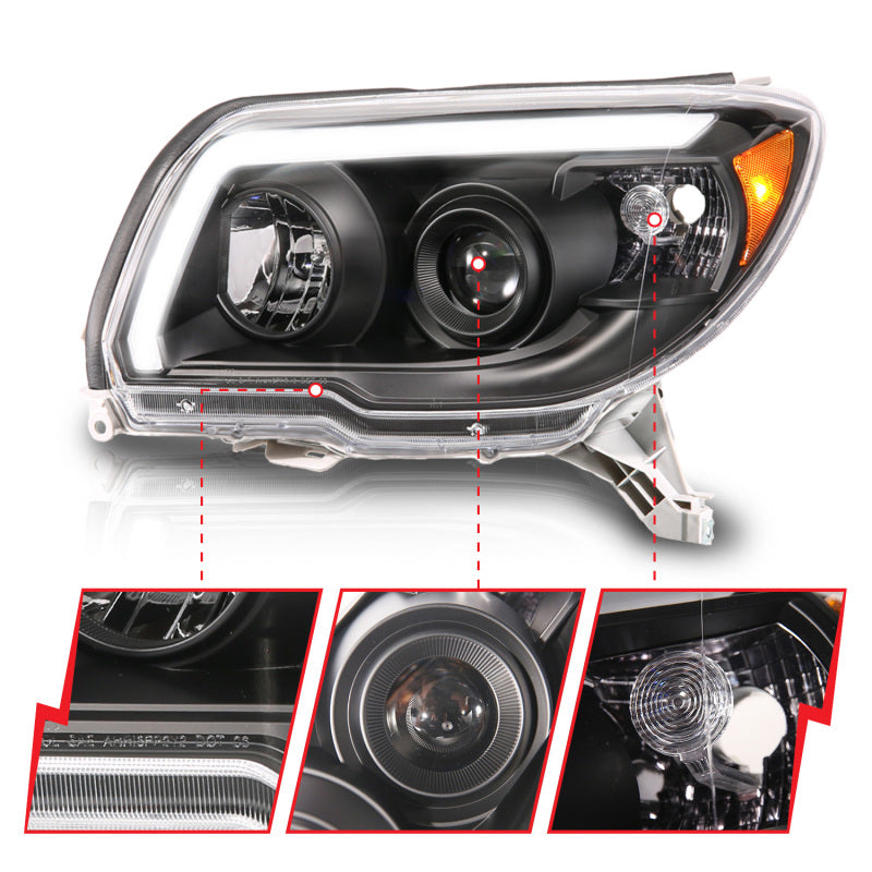 ANZO 2006-2009 Toyota 4Runner LED Projector Headlights - Plank Style Black