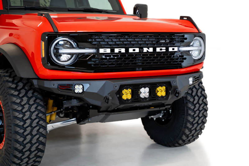 Addictive Desert Designs for 21-22 Ford Bronco Bomber Front Bumper (w/ 3 Baja Designs LP4 Mounts)
