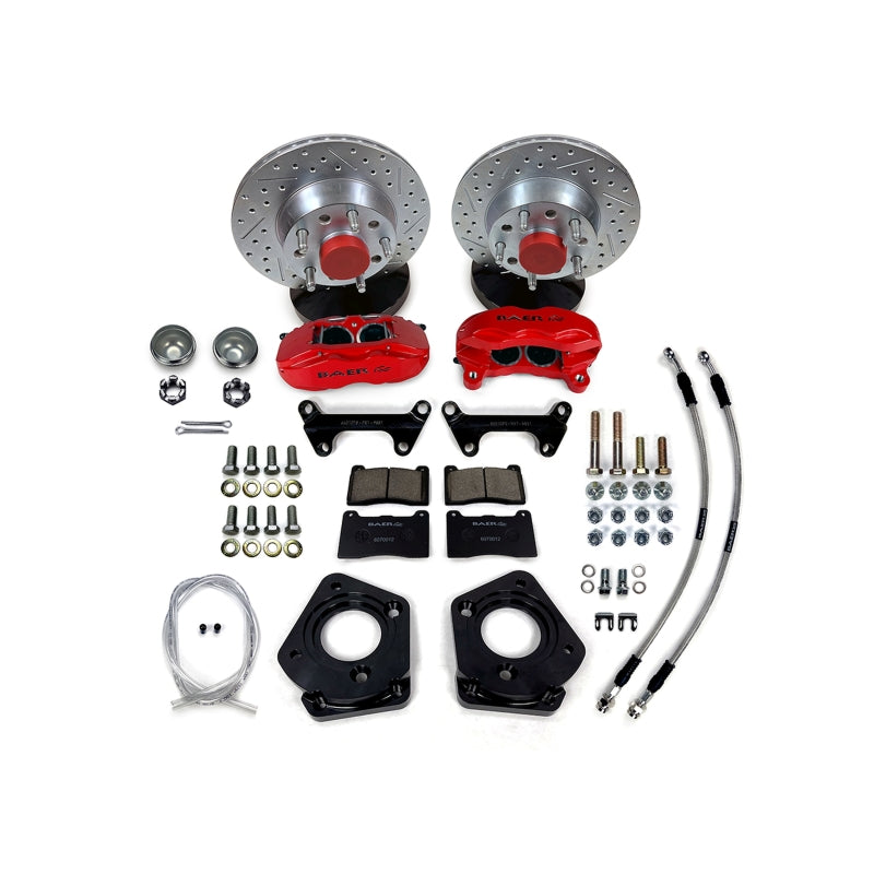 Baer Brakes 70 Ford Fairlane 11in SS4 Int Hub Front SDZ Brake Kit - Fire Red — Fits 1970-73 Ford Mustang, 70 Fairlane, 70 Falcon, 70-74 Maverick…