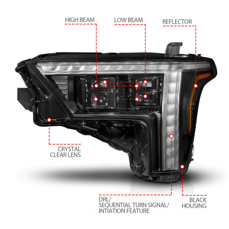 ANZO 22-26 Toyota Tundra (w/Factory LED Refl.) Z-Series Full LED Proj Headlights - Driver Side ONLY
