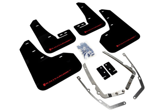 Rally Armor UR Mud Flaps - 2015-2018 Volkswagen GTI + 3 more fitments - Black/Red Logo - #MF37-UR-BLK/RD