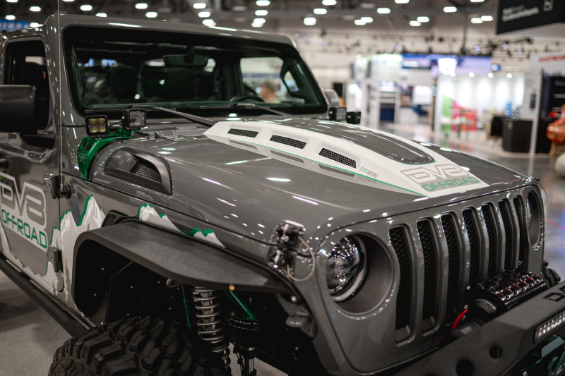 DV8 Offroad 18+ Jeep JL Heat Dispersion Hood - Primer Black - #HDMBJL-01
