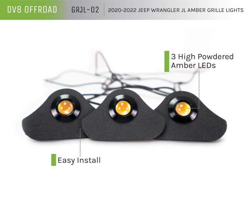 DV8 Offroad 2018+ Jeep JL Grill Amber Marker Lights - #GRJL-02