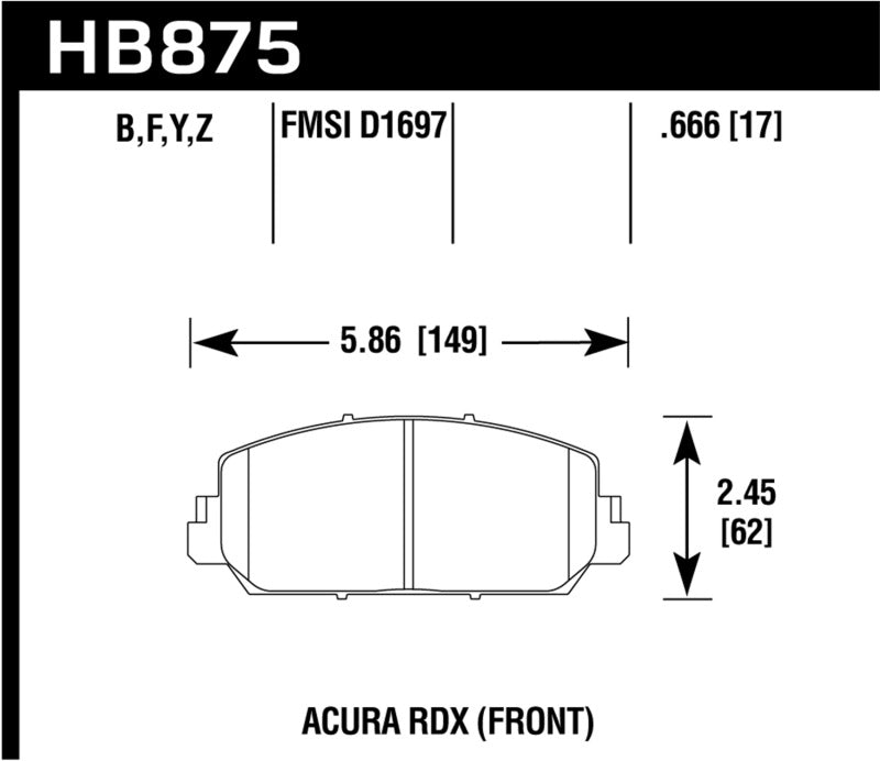 Hawk Performance HB875G.666 DTC-60 Motorsport Brake Pads