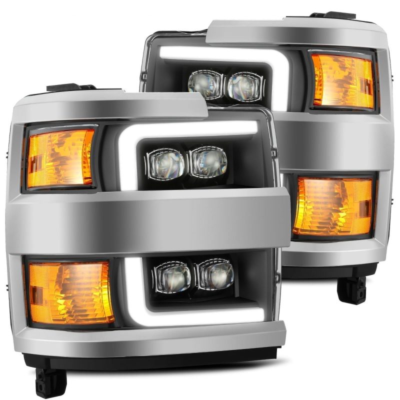 AlphaRex 880227 15-18 Chevrolet 2500 HD NOVA LED Projector Headlights Plank Style Black with Activation Light/Sequential Signal/DRL