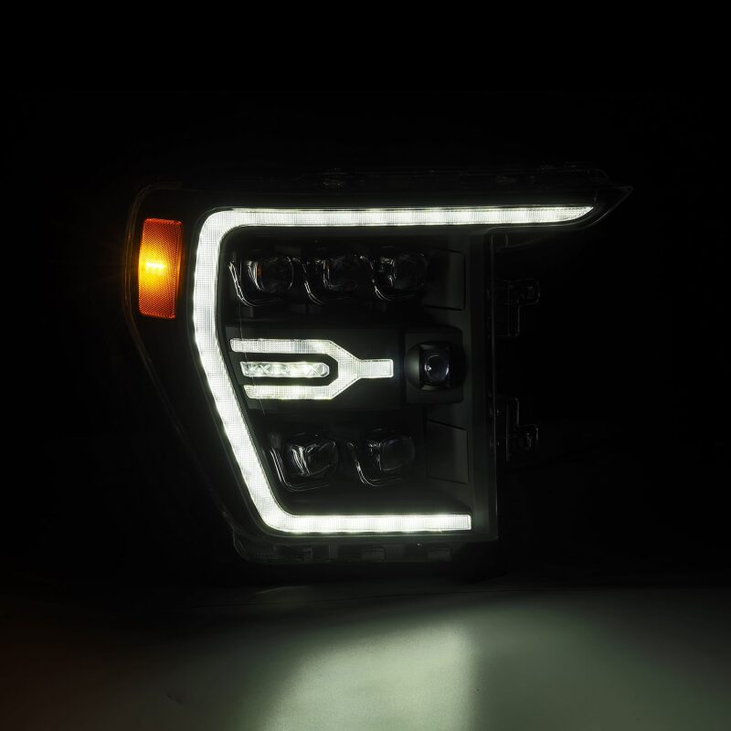 AlphaRex 880137 21-22 Ford F-150 NOVA LED Projector Headlights Plank Style Black with Activation Light/Sequential Signal