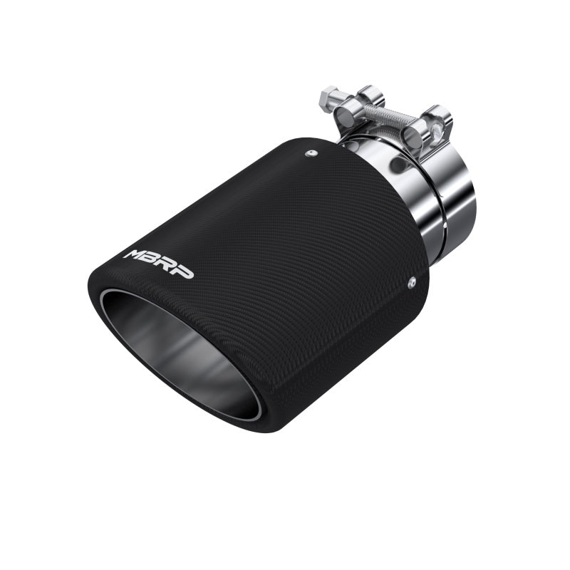 MBRP T5151CF Universal Exhaust Tip - 4.5" O.D., 3" Inlet, 7.7" Length, Dual Wall, Angle Cut, Carbon Fiber | Carbon Fiber