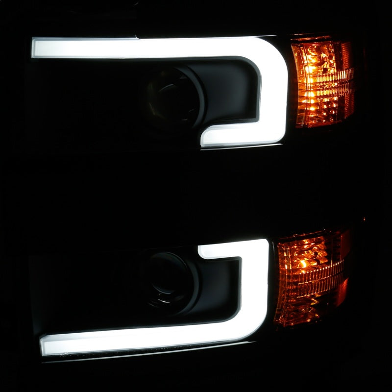 ANZO 2015-2019 Chevrolet Silverado 2500 HD LED Projector Headlights - Switchback Black (Gloss Black Trim) (Halogen Models Only)