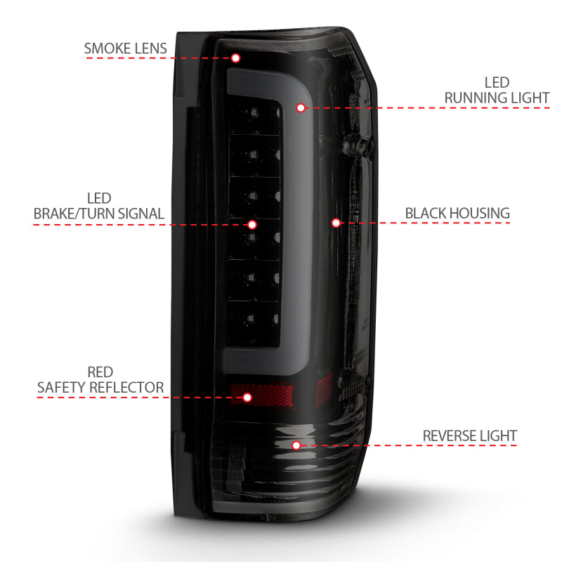 ANZO 1987-1997 Ford F-350 LED Taillights - Smoke Lens