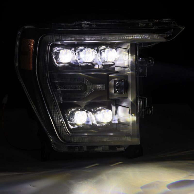 AlphaRex 880137 21-22 Ford F-150 NOVA LED Projector Headlights Plank Style Black with Activation Light/Sequential Signal